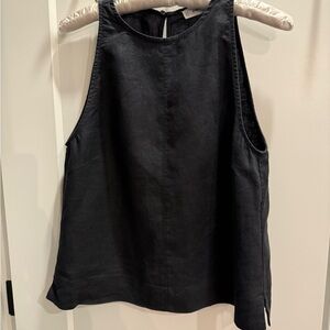 Everlane Black Linen High neck Sleeveless Top